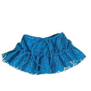Blue Cutout Micro Mini Skirt Beachy Swim Cover Resortwear Surf